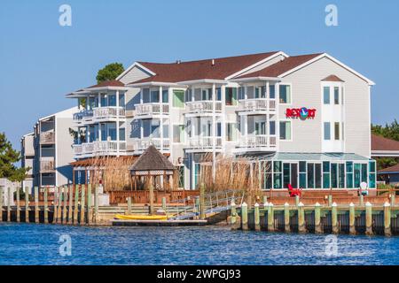 Hébergement de vacances et stations sur l'île Chincoteague en Virginie. Banque D'Images