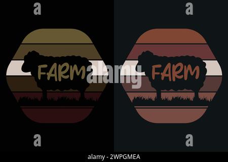 Ferme, T-shirt fermier, chemise agricole, chemise ferme, T-shirt Farm Life, chemise d'animaux de ferme, agriculture Illustration de Vecteur