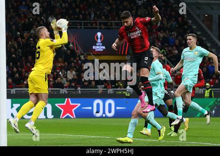 Milan, Italie. 06th Feb, 2024. Olivier Giroud (AC Milan) lors du match de football de l'UEFA Europa League entre l'AC Milan et la Slavia Praga au stade San Siro de Milan, dans le nord de l'Italie - jeudi 07 mars 2024. Sport - Soccer . (Photo de Spada/LaPresse) crédit : LaPresse/Alamy Live News Banque D'Images