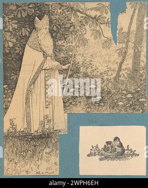 Évêque dans le jardin (illustration) ; Gillot, Charles (1853-1903), Boutet de Monvel, Louis Maurice (1851-1913); 1880-1900 (1880-00-00-1900-00-00); Banque D'Images