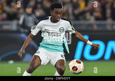 Roma, Latium. 07 mars 2024. Tariq Lamptey de Brighton & Hove Albion lors du match de l'UEFA Europa League AS Roma contre Brighton & Hove Albion au stade Olimpico à Rome, Italie, le 7 mars 2024. Crédit : massimo insabato/Alamy Live News Banque D'Images