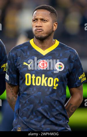 Bruxelles, Belgique. 08 mars 2024. Fred de Fenerbahce lors de la manche de la Ligue des conférences Europa de l'UEFA en 16, match de 1ère manche entre R. Union Saint-Gilloise et Fenerbahce SK au stade RSC Anderlecht à Bruxelles, Belgique, le 7 mars 2024 (photo Andrew SURMA/ Credit : Sipa USA/Alamy Live News Banque D'Images