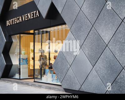 TOKYO, JAPON - 29 février 2024 : façade d'un magasin Bottega Veneta dans le quartier de Ginza à Tokyo. Banque D'Images