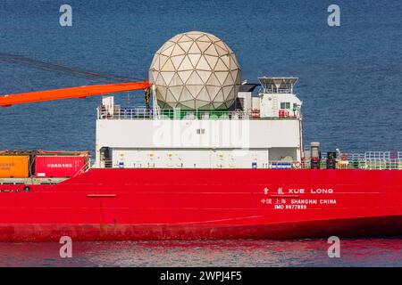 Navire de recherche chinois Xue long (Dragon des neiges), Punta Arenas, détroit de Magellan, région de Magallanes, Chili, Amérique du Sud Banque D'Images