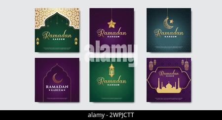 6 différents Ramadan Kareem Greetings modèle de conception de publication de bannière de médias sociaux pour Facebook Post et Instagram Post Illustration de Vecteur