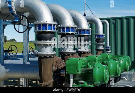 Système d'irrigation à grande échelle sur une ferme laitière, Otago, île du sud, Aotearoa / Nouvelle-Zélande Banque D'Images
