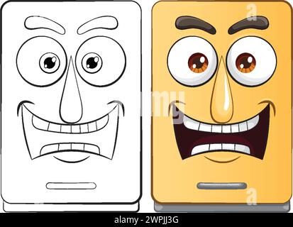 Deux visages de dessins animés montrant des expressions différentes. Illustration de Vecteur