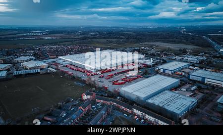 Vue aérienne du centre de distribution mondial Royal mail Heathrow Banque D'Images