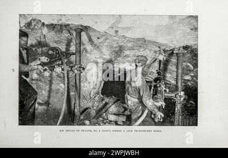 Air Drills, Simmer & Jack propriétaire Mines, Witwatersrand extrait de l'article EXPLOITATION DES MINERAIS D'OR DU WITWATERSRAND. Par H. H. Webb et le pape Yeatman. Tiré de l'Engineering Magazine consacré au progrès industriel volume XV 1898 The Engineering Magazine Co Banque D'Images