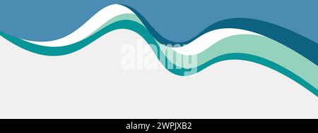 Modèle de bannière bleu acier abstrait et sarcelle avec des formes de courbe de fond dynamiques. Moderne turquoise foncé webinaire entreprise bannière design web, brochure Illustration de Vecteur