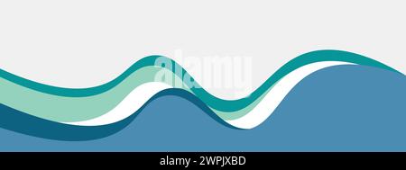 Modèle de bannière bleu acier abstrait et sarcelle avec des formes de courbe de fond dynamiques. Moderne turquoise foncé webinaire entreprise bannière design web, brochure Illustration de Vecteur