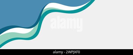 Modèle de bannière bleu acier abstrait et sarcelle avec des formes de courbe de fond dynamiques. Moderne turquoise foncé webinaire entreprise bannière design web, brochure Illustration de Vecteur