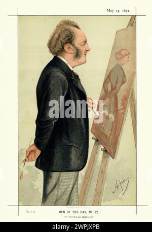 Caricature victorienne de John Everett Millais. Par APE (Carlo Pellegrini). Peintre et illustrateur anglais qui fut l'un des fondateurs du Pre-Rap Banque D'Images