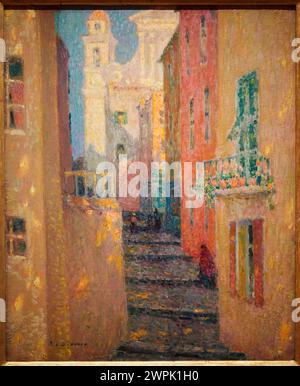 Rue de l'église, Villefranche-sur-mer, 1928, Henri le Sidaner (1862-1939), Musée Thyssen Bornemisza, Madrid, Espagne, Europe Banque D'Images