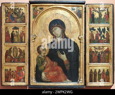 Anónimo veneciano (Activo hacia 1300-1310), Triptyque avec la Vierge et l'enfant, Hacia 1300-1310, Musée Thyssen Bornemisza, Madrid, Espagne, Europe Banque D'Images