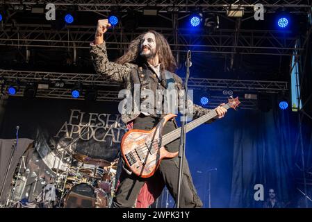 16 juillet 2022 : Paolo Rossi - Fleshgod Apocalypse joue un concert au festival Luppolo in Rock en Italie Banque D'Images