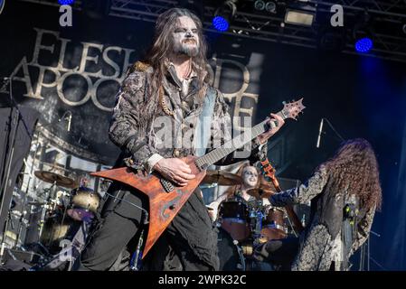 16 juillet 2022 : Francesco Paoli - Fleshgod Apocalypse joue un concert au festival Luppolo in Rock en Italie Banque D'Images