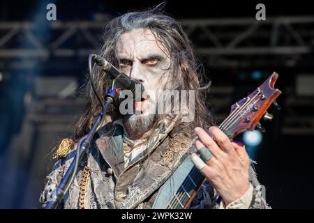 16 juillet 2022 : Francesco Paoli - Fleshgod Apocalypse joue un concert au festival Luppolo in Rock en Italie Banque D'Images