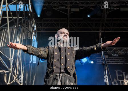 16 juillet 2022 : Francesco Ferrini - Fleshgod Apocalypse joue un concert au festival Luppolo in Rock en Italie Banque D'Images