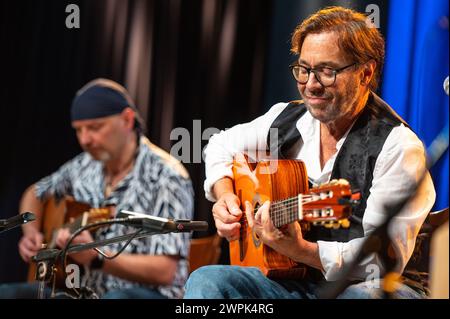 12 mai 2023 : Al Di Meola donne un concert à Milan, en Italie Banque D'Images