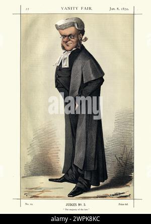 Gravure vintage de William Bovill. La majesté de la loi. De Vanity Fair1869. Chromolithographe. Avocat, homme politique et juge anglais. Il Ser Banque D'Images