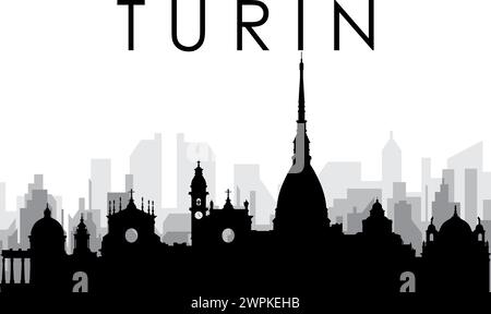 Panorama urbain de TURIN (TURIN), ITALIE Illustration de Vecteur