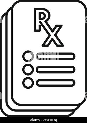 Vecteur de contour d'icône de papiers de médecine. Santé des tirs. Dosage médical Illustration de Vecteur