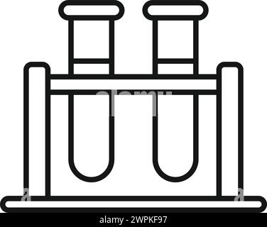 Vecteur de contour de l'icône du statif des tubes à essai. Protection du système. La vaccination médicale à dose Illustration de Vecteur