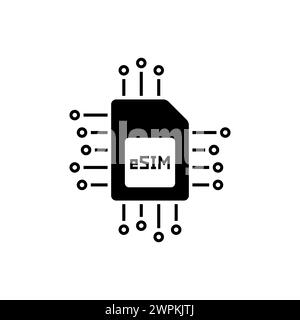 icône esim noire ou sim intégrée Illustration de Vecteur