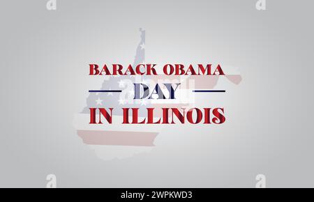 Barack Obama Day dans l'Illinois texte avec design d'illustration de drapeau des états-unis Illustration de Vecteur