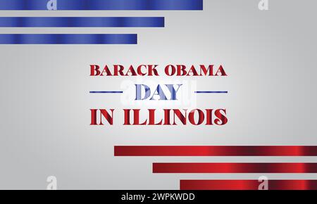 Barack Obama Day dans l'Illinois texte avec design d'illustration de drapeau des états-unis Illustration de Vecteur