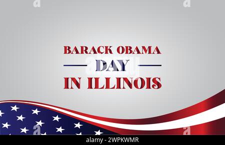 Barack Obama Day dans l'Illinois texte avec la conception d'illustration de drapeau des états-unis Illustration de Vecteur