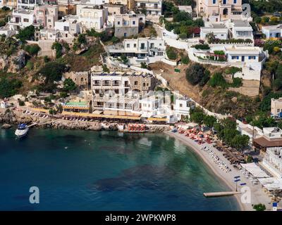 Plage de Pandeli, vue surélevée, Île de Leros, Dodécanèse, Îles grecques, Grèce, Europe Copyright : KarolxKozlowski 1245-3263 Banque D'Images