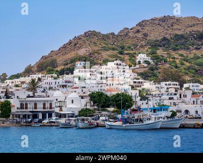 Port à Skala, Île de Patmos, Dodécanèse, Îles grecques, Grèce, Europe Banque D'Images