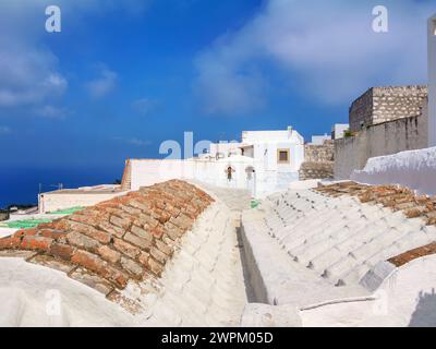 Vue de Patmos Chora, île de Patmos, Dodécanèse, îles grecques, Grèce, Europe Banque D'Images