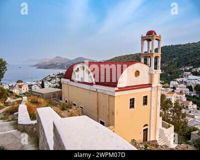 Église d'Agia Paraskevi, Agia Marina, île de Leros, Dodécanèse, îles grecques, Grèce, Europe Banque D'Images