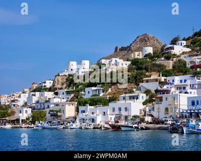 Pandeli Waterfront, Île de Leros, Dodécanèse, Îles grecques, Grèce, Europe Banque D'Images