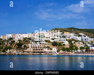 Pandeli Waterfront, Île de Leros, Dodécanèse, Îles grecques, Grèce, Europe Banque D'Images