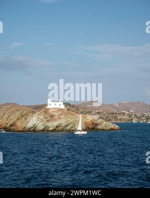Phare de Kea, Île de Kea, Cyclades, Îles grecques, Grèce, Euroe Banque D'Images