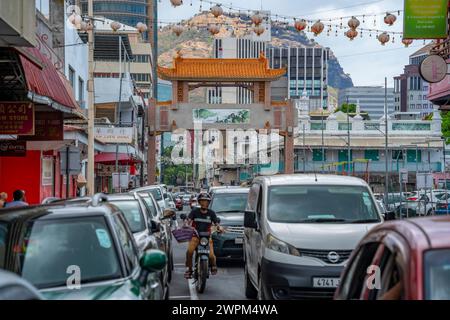 Vue de l'entrée de Chinatown, Port Louis, Maurice, Océan Indien, Afrique Copyright : FrankxFell 844-32386 Banque D'Images