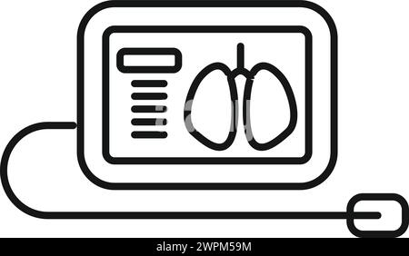 Vecteur de contour de l'icône d'acquisition de rayons X des poumons. Personne humaine machine. Procédure individuelle Illustration de Vecteur