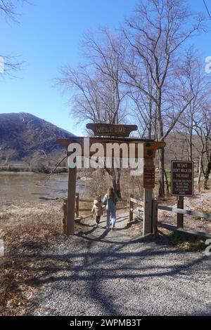 Entrée aux Hudson Highland Trails, près de Cold Springs, New York, États-Unis Banque D'Images