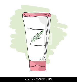 Tube de doodle dessiné à la main avec une crème pour les mains ou une crème pour le visage. Illustration vectorielle Illustration de Vecteur