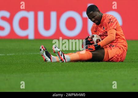 Milan, Italie, 07 mars 2024. Maignan lors du match entre Milan et Slavia Prague pour l'UEFA Europa League au stade Giuseppe Meazza de Milan. Credi Banque D'Images