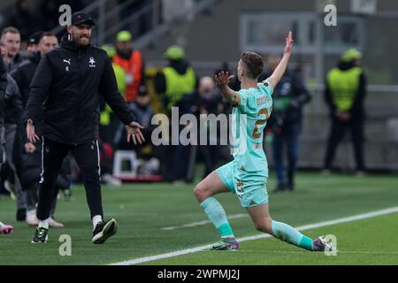 Milan, Italie, 07 mars 2024. Doudera célèbre lors du match entre Milan et Slavia Prague pour l'UEFA Europa League au stade Giuseppe Meazza, Mi Banque D'Images