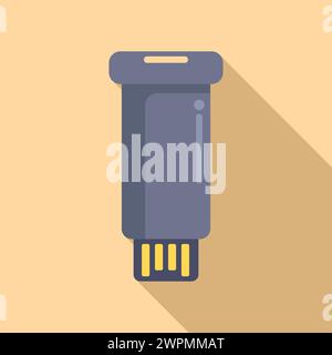 Vecteur plat d'icône de mémoire flash USB. Taille micro de la machine. Serveur de base de données Illustration de Vecteur