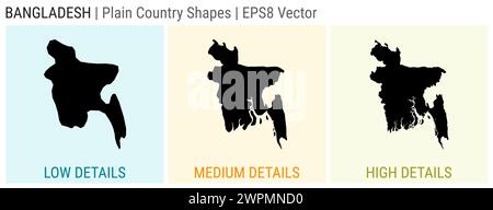 Bangladesh - forme de pays simple. Cartes détaillées basses, moyennes et hautes du Bangladesh. Illustration vectorielle EPS8. Illustration de Vecteur