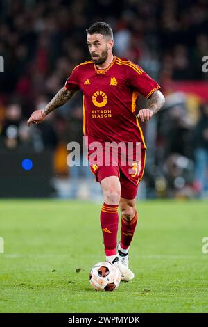 Rome, Italie. 07 mars 2024. Lors du match de première manche de l'UEFA Europa Round entre L'AS Roma et le Brighton & Hove Albion FC au Stadio Olimpico le 07 mars 2024 à Rome, Italie. Crédit : Giuseppe Maffia/Alamy Live News Banque D'Images