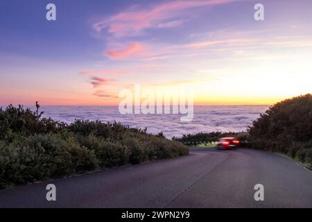 Au-dessus des nuages après le coucher du soleil, Highlands, Santa do Paul da Serra, Madère, Portugal, Europe Banque D'Images