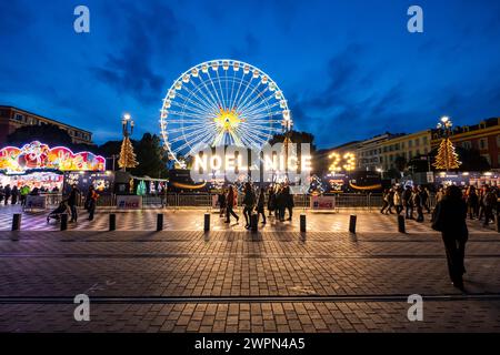 Marché de Noël à Nice, Nice en hiver, Sud de la France, Côte d'Azur, France, Europe Banque D'Images